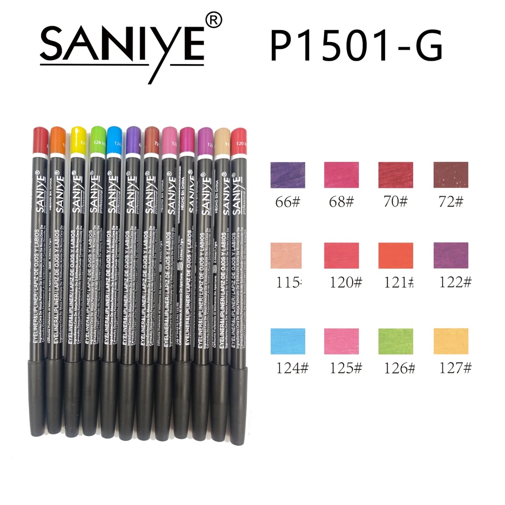 Lápiz labial/delineador 15cm (punta con color/tapa plástica negra)