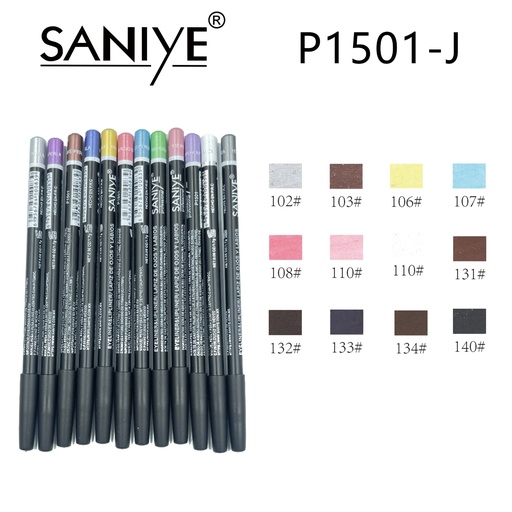 [P1501-J] Lápiz delineador nacarado 15cm (punta con color/tapa plástica negra)